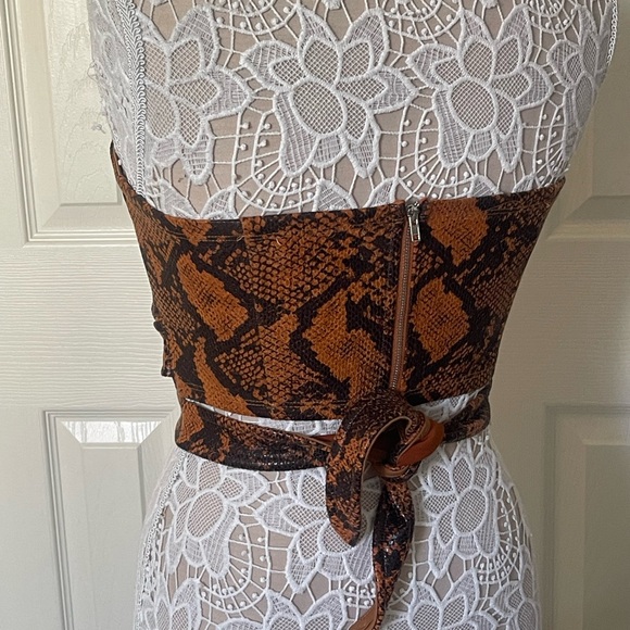 Snake Print Faux Leather Wrap Crop Top Urban Outfitters Medium - Picture 2 of 6